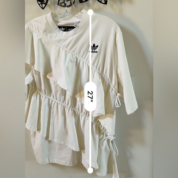 ADIDAS Originals X J-KOO Asymmetric Ruffle-trim Cotton-jersey T-shirt S - Picture 4 of 15